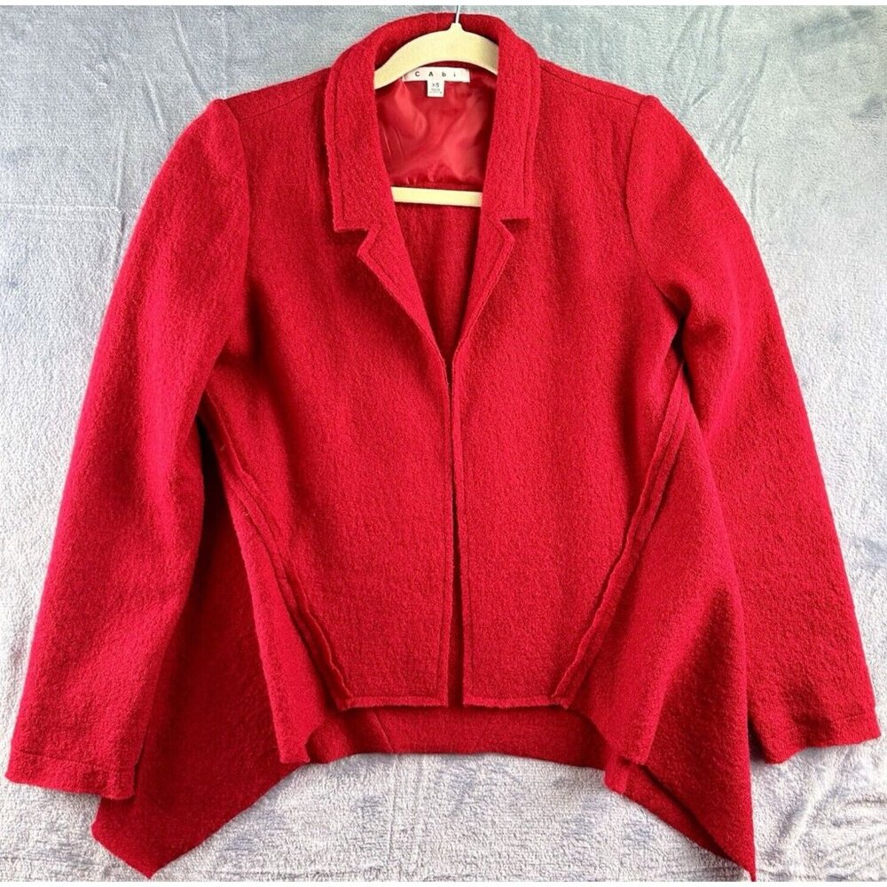 Cabi Jacket Blazer 528 Women’s XS Red Valentina Wool Asymmetric Hem Lightweight - Picture 1 of 11